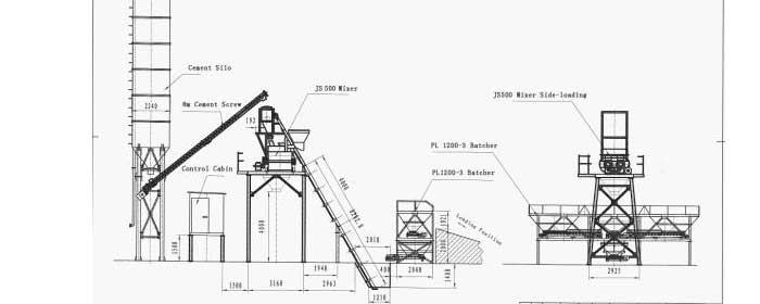 General layout of HZS25 concrete mixing plant