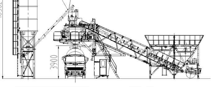 General layout of YHZS30 mobile concrete plant